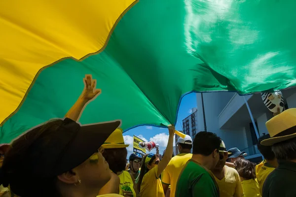 Salvador Bahia Brasil Março 2016 Brasileiros Protestando Contra Governo Presidente — Fotografia de Stock