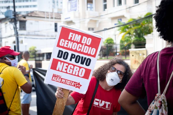 Salvador Bahia Brésil Novembre 2021 Des Brésiliens Manifestent Avec Des — Photo