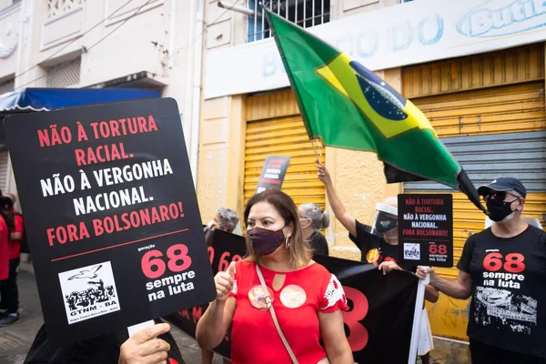 Salvador Bahia Brazílie Listopadu 2021 Brazilci Protestují Plakáty Proti Vládě — Stock fotografie