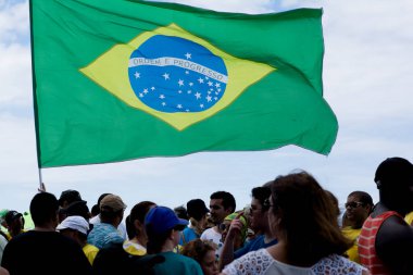 Salvador, Bahia, Brezilya - 13 Mart 2016: Brezilya Cumhurbaşkanı Dilma Rousseff hükümetini protesto eden Brezilyalılar.