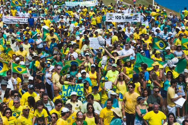 Salvador Bahia Brazylia Marca 2016 Brazylijczycy Protestujący Przeciwko Rządowi Prezydent — Zdjęcie stockowe