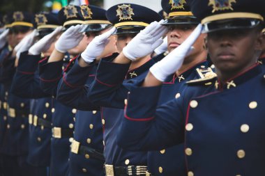 Salvador, Bahia, Brazil - September 7, 2016: Military personnel in formation during a military parade commemorating the independence of Brazil in the city of Salvador, Bahia.