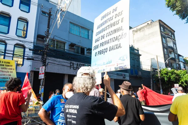 Salvador Bahia Brazília 2021 November Brazil Tüntetők Plakátokat Hordanak Jair — Stock Fotó