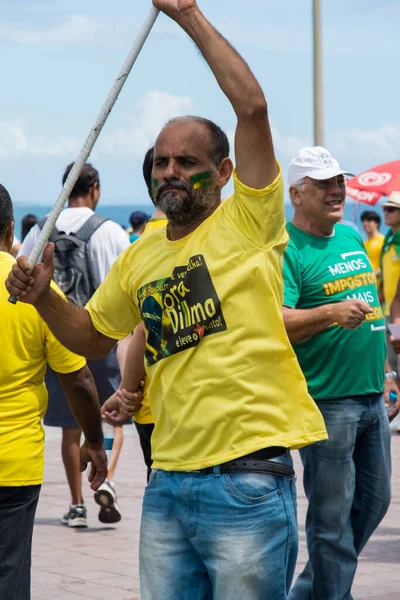 Salvador Bahia Brasil Marzo 2016 Brasileños Protestan Contra Gobierno Presidenta —  Fotos de Stock