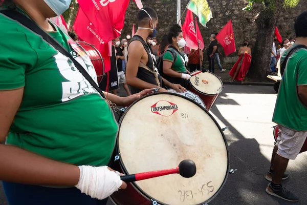 Salvador Bahia Brasil Novembro 2021 Músicos Brasileiros Protestam Tocando Instrumentos — Fotografia de Stock