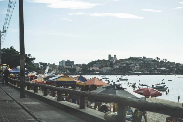 Salvador Bahia Brazília 2021 December Fürdők Turisták Napoznak Strandon Egy — Stock Fotó