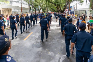 Salvador, Bahia, Brazil - September 07, 2022: Municipal guard participating in the Brazilian independence parade in the city of Salvador, Bahia.