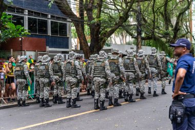 Salvador, Bahia, Brazil - September 07, 2022: Special municipal guards participate in the Brazilian independence parade in the city of Salvador, Bahia.