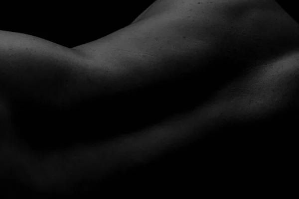 Silhouette Féminine Nue Portrait Noir Blanc Femme Mûre Sexy Jeune — Photo