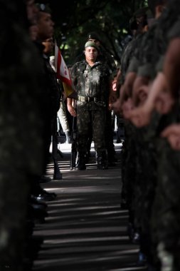 salvador, bahia, brazil - september 7, 2016: Brazilian Army soldiers during military parade in celebration of Brazil independence in the city of Salvador, Bahia.