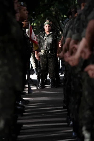 Salvador Bahia Brazil September 2016 Brazilian Army Soldiers Military Parade — 스톡 사진