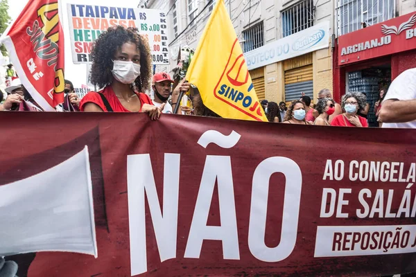 브라질 살바도르 2021 브라질 살바도르에 Jair Bolsonaro 대통령의 정부에 대항하여 — 스톡 사진