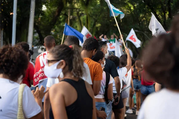 Salvador Bahia Brazil April 2022 Βραζιλιάνοι Διαμαρτύρονται Ενάντια Στον Ακροδεξιό — Φωτογραφία Αρχείου