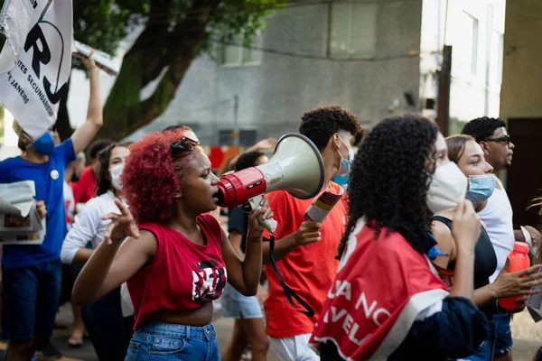 Salvador Bahia Brasilien April 2022 Brasilianer Protestieren Gegen Den Rechtsextremen — Stockfoto