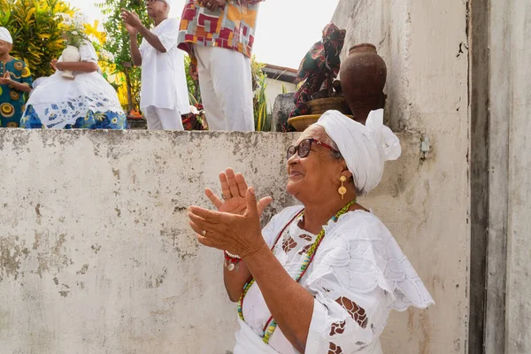 Saubara Bahia Brazil June 2022 Candombl Members Gathered Traditional Clothing — Stock Photo, Image