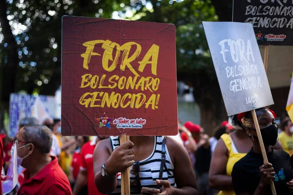 Salvador Bahia Brazílie Dubna 2022 Brazilci Protestují Proti Krajně Pravicovému — Stock fotografie