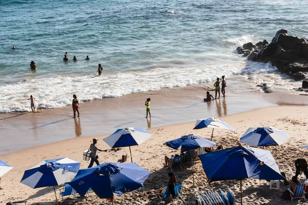 Сальвадор Бахия Бразилия Октября 2022 Года Пляжная Сцена Оживленный Весенний — стоковое фото