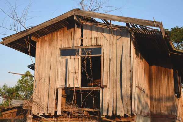 Photo Gros Plan Vieux Mur Maison Bois Qui Est Détérioré — Photo