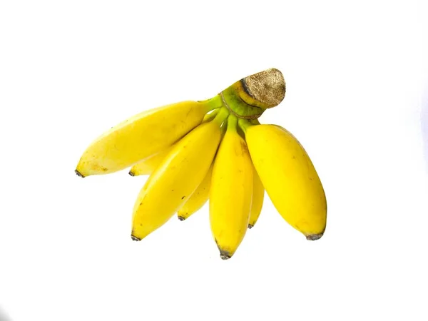 Bananencluster Geïsoleerd Een Hand Bananen Een Paar Dagen Gesneden Zag — Stockfoto