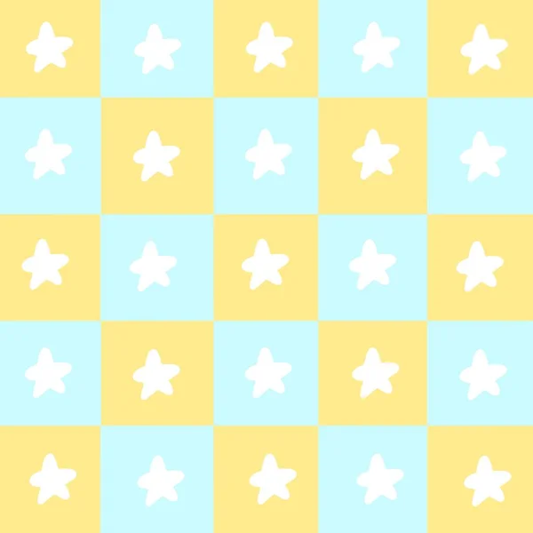 Niedliche Sternenform Kariertes Muster Pastellfarbener Hintergrund — Stockfoto