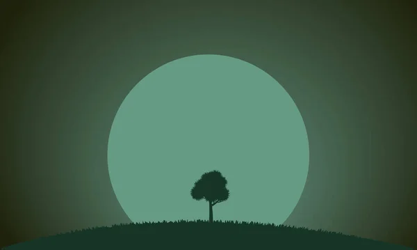 Geceleyin ağaç. ağaç silueti