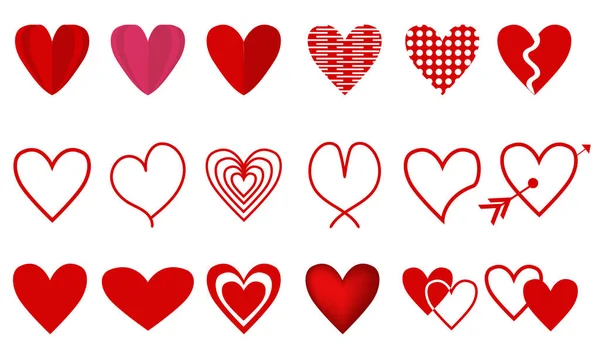 Hand drawn scribble hearts. painted heart shaped elements for valentines day greeting card. doodle red love hearts icons set. collection on romantic symbols on white background Vector