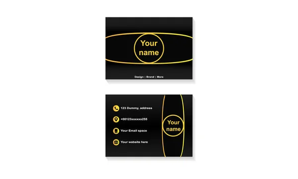 Simple Minimalist Black Business Card Yellow Lines Design Vector — 스톡 벡터