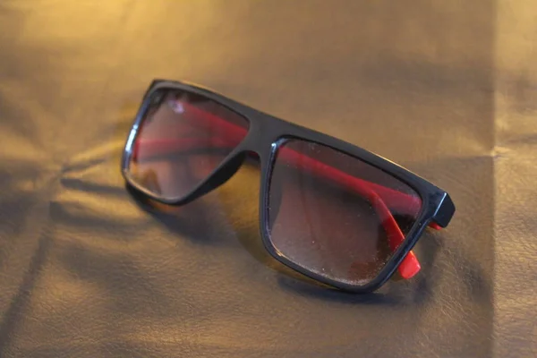 Photo Glasses Red Handles Stylish Eyeglasses Fashion Accessories Concept Black — Stockfoto