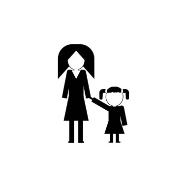 Anne ve kızı el ikonunu tutuyor.