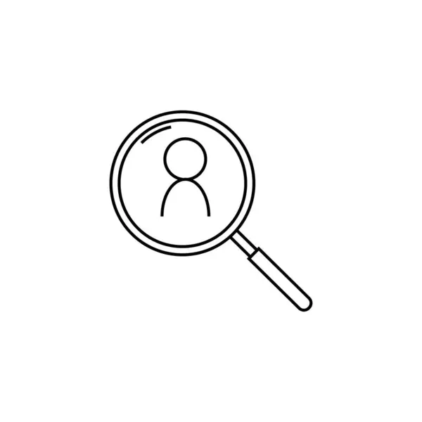Magnifier and human sign icon. Face search