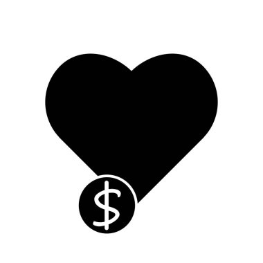 Heart and dollar sign. Commerce