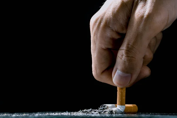 Cigarette Hand Putting Out Cigarette Tobacco Cigarette Butt Floor World — Stockfoto