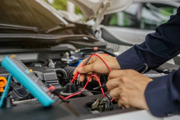 Mechanic Man Working Engine Car Garage Car Service Maintenance Repair — Stok fotoğraf