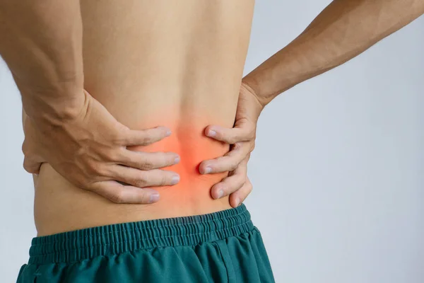 Man Holding His Back Pain Back Pain Office Syndrome Backache — стоковое фото