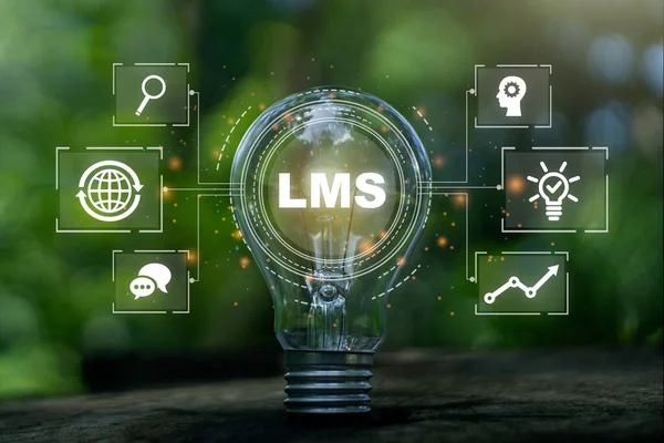 Ampul, LMS - Ders ve çevrimiçi eğitim, kurs, uygulama, öğrenim, e-öğrenme, bilgi için Öğrenme Yönetimi Web simgesi.