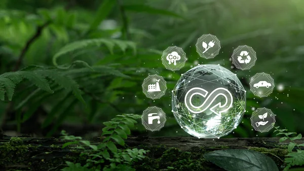 Circular economy concept.The concept of eternity, endless and unlimited, circular economy for future growth of business and environment sustainable.