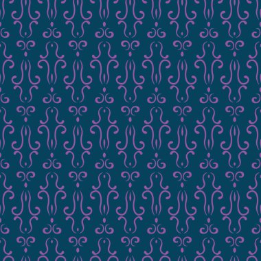 Mor soyut elementler koyu zümrüt arka planda izole edilmiş. Vektörsüz vintage desen.