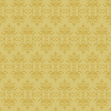 Altın arka planda izole edilmiş çiçek elementleri. Soyut vektörsüz desen.