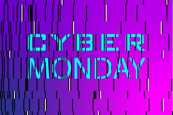 Кибер Понедельник Бирюзовые Надписи Изолированы Фиолетовом Фоне Баннер Черными Пикселями — стоковый вектор