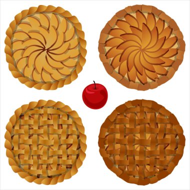 Vektör çizimi. Beyaz arkaplanda izole edilmiş üst görünüm elmalı turtalar.