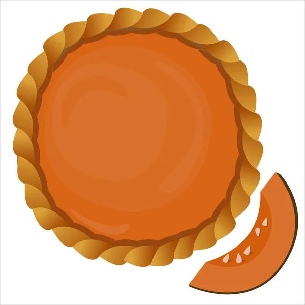 Pumpkin Pie Draufsicht Vektor Illustration Isoliert Auf Weißem Hintergrund — Stockvektor