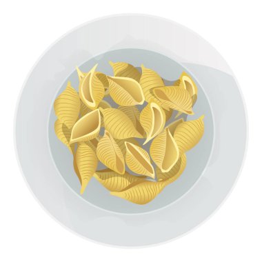 Beyaz arkaplanda izole edilmiş koni makarnası. Vektör gerçekçi illüstrasyon.