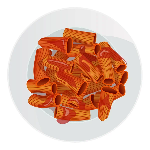 Rigatoni Pasta Salsa Tomate Plato Aislado Sobre Fondo Blanco Ilustración — Vector de stock