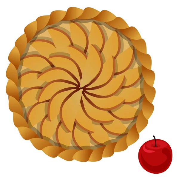Vektor Illustration Von Oben Von Kuchen Mit Apfelscheiben Kreis Auf — Stockvektor