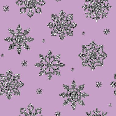 Pembe arka planda izole edilmiş gümüş kar taneleri..