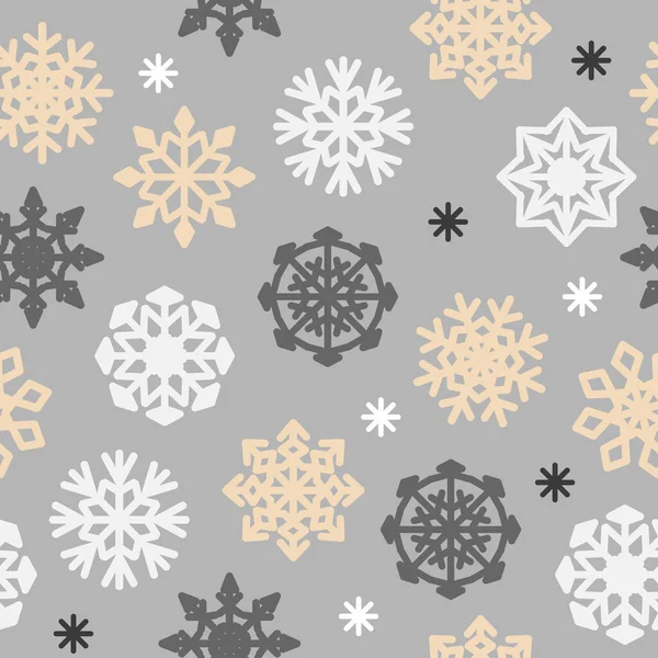 Vector Seamless Pattern White Coral Snowflakes Isolated Gray Background — Vetor de Stock