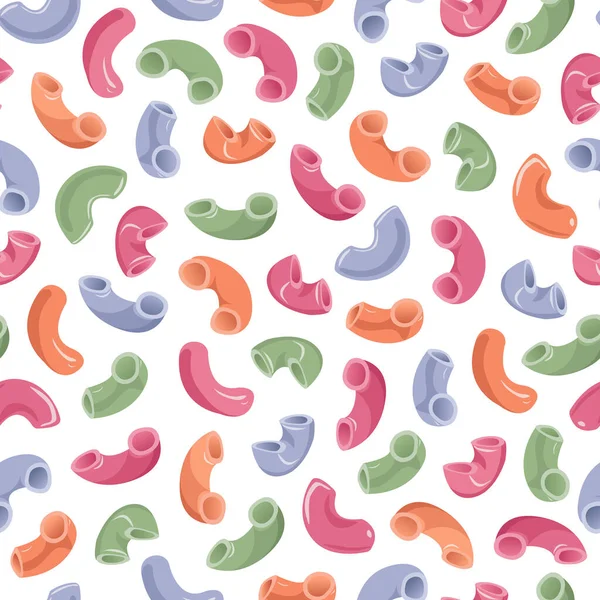 Vector Seamless Pattern Multicolored Elbow Pasta Isolated White Background — Stok Vektör