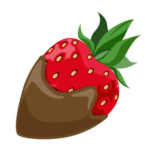 Vektorillustration Erdbeeren Milchschokolade Beeren Dessert — Stockvektor