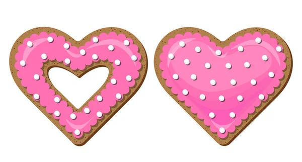 ベクトルピンクバレンタインの日のクッキーは白いエンドウ豆で飾ら — ストックベクタ