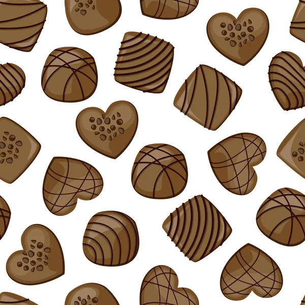 Padrão Sem Costura Vetorial Com Doces Chocolate Leite — Vetor de Stock